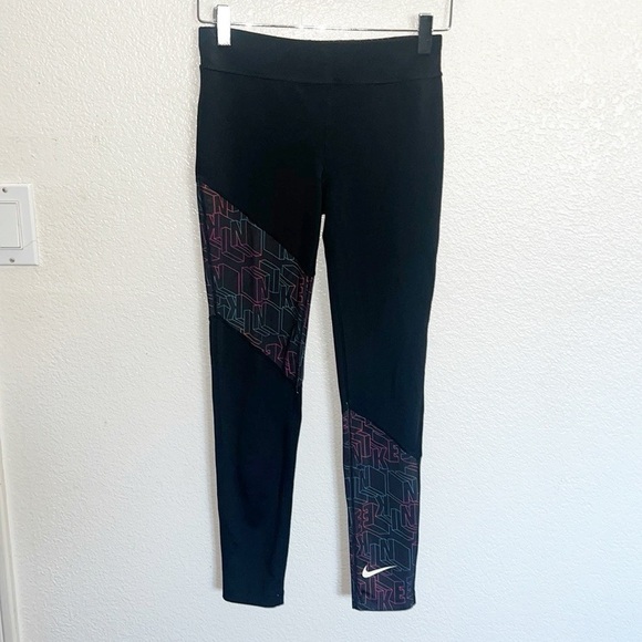 Nike Other - Nike Black Colorful Letter Girls Dri-Fit Tight Fit Colorblock Spell Out Leggings
